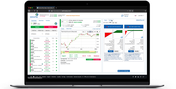 OptionsPlay on Laptop